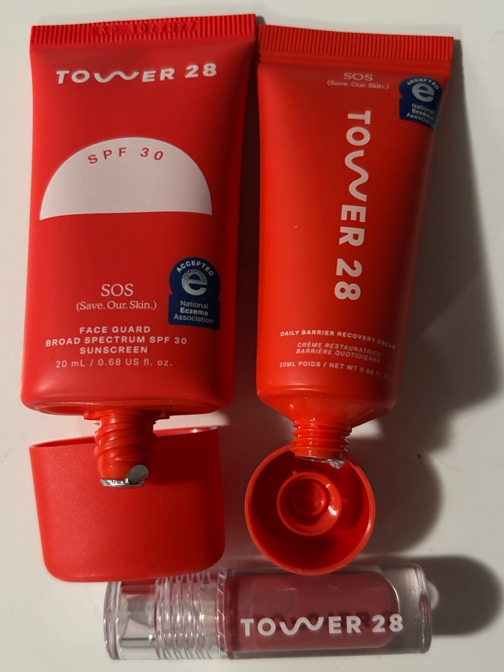NWT Tower 28 SPF 30 Face Guard & Recovery Cream Duo & Lip Jelly, Travel sizes